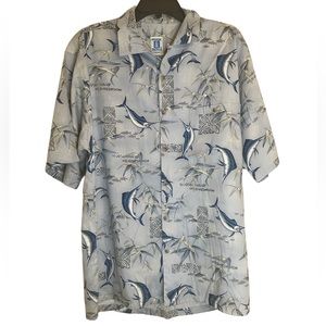 Hook & Tackle Outfitters Mens Button Down Fishing Shirt All Over Print Size Med